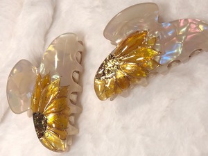 【受注販売】プルルンフラワー　ヘアクリップ　ひまわり