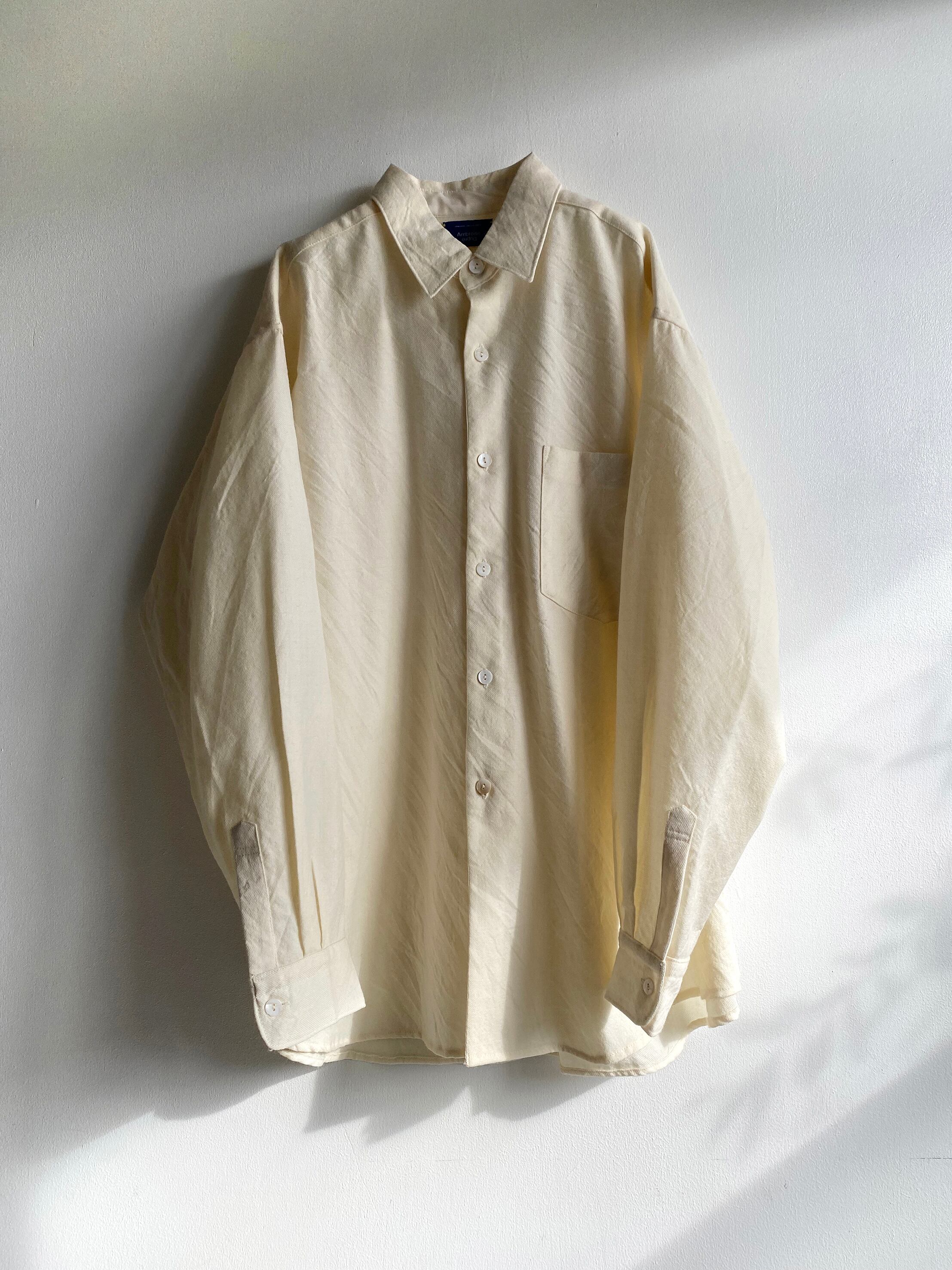 Men's oversize long sleeve shirt "off white" wool