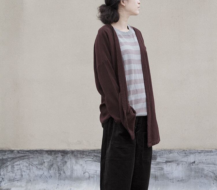 ショートジャケット オータムスタンダードカーディガンルーズ レトロ 秋物 Yiranxuaディースワード51632875383