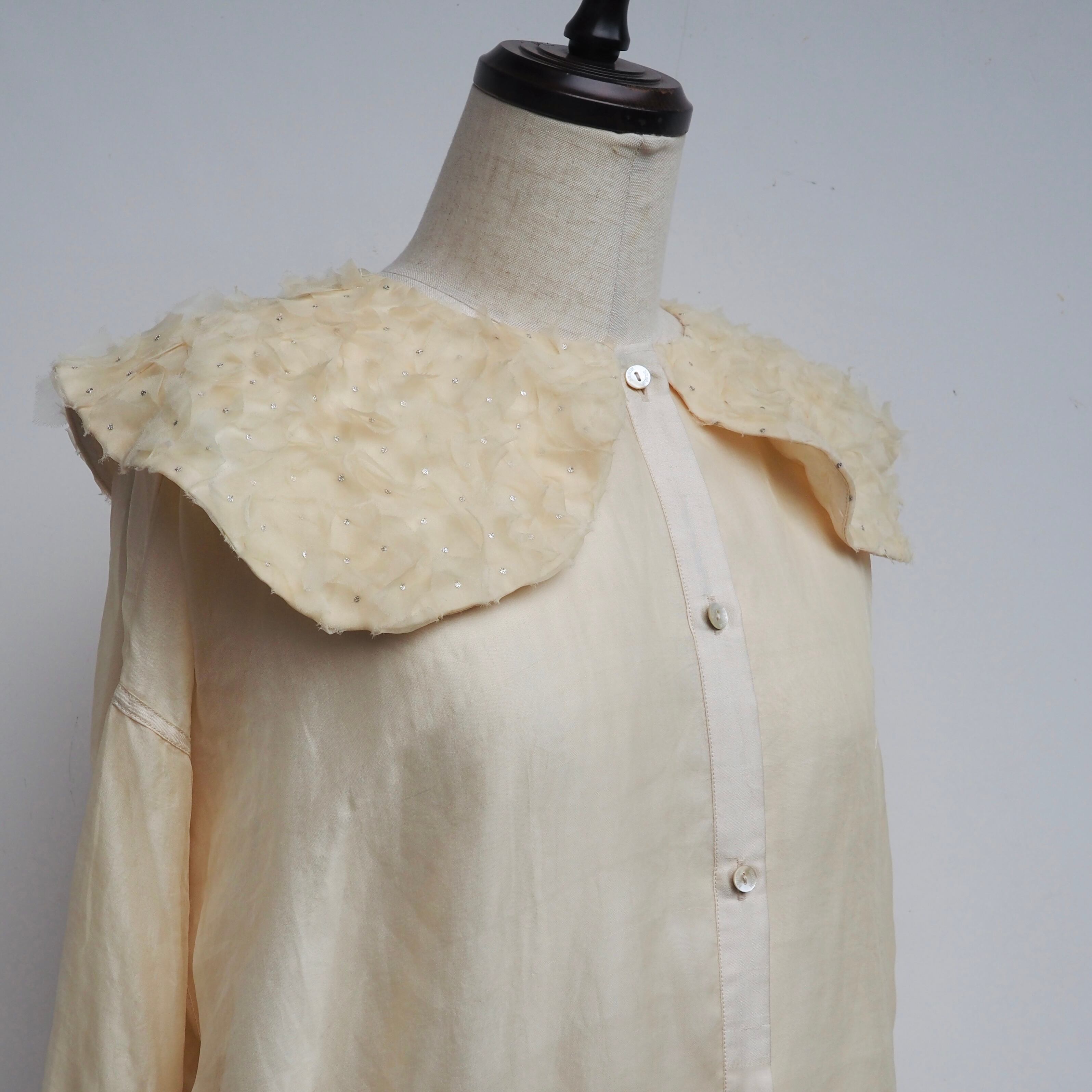 BUNON/Flower Layered Silk one piece coat/シルクワンピースコート