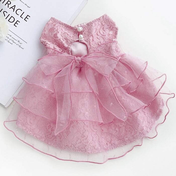 大きめリボンとレースのリボンドレス