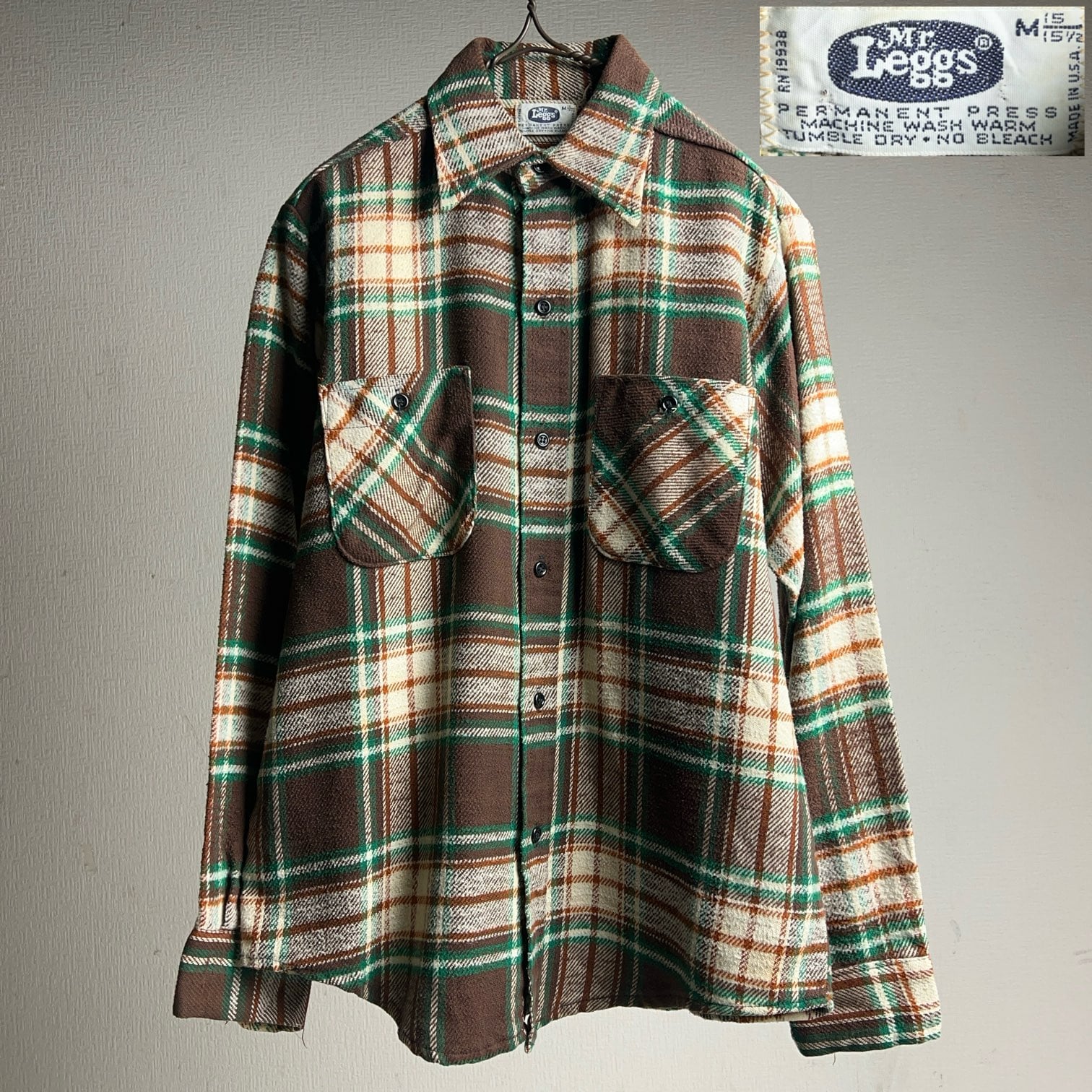 希少70sUSA製ミスターレッグスMr.LeggsヘビーネルシャツヘビネルL黒緑 楽天市場】古着 80年代 ミスターレッグス Mr.Leggs Mr.Leggs チェック