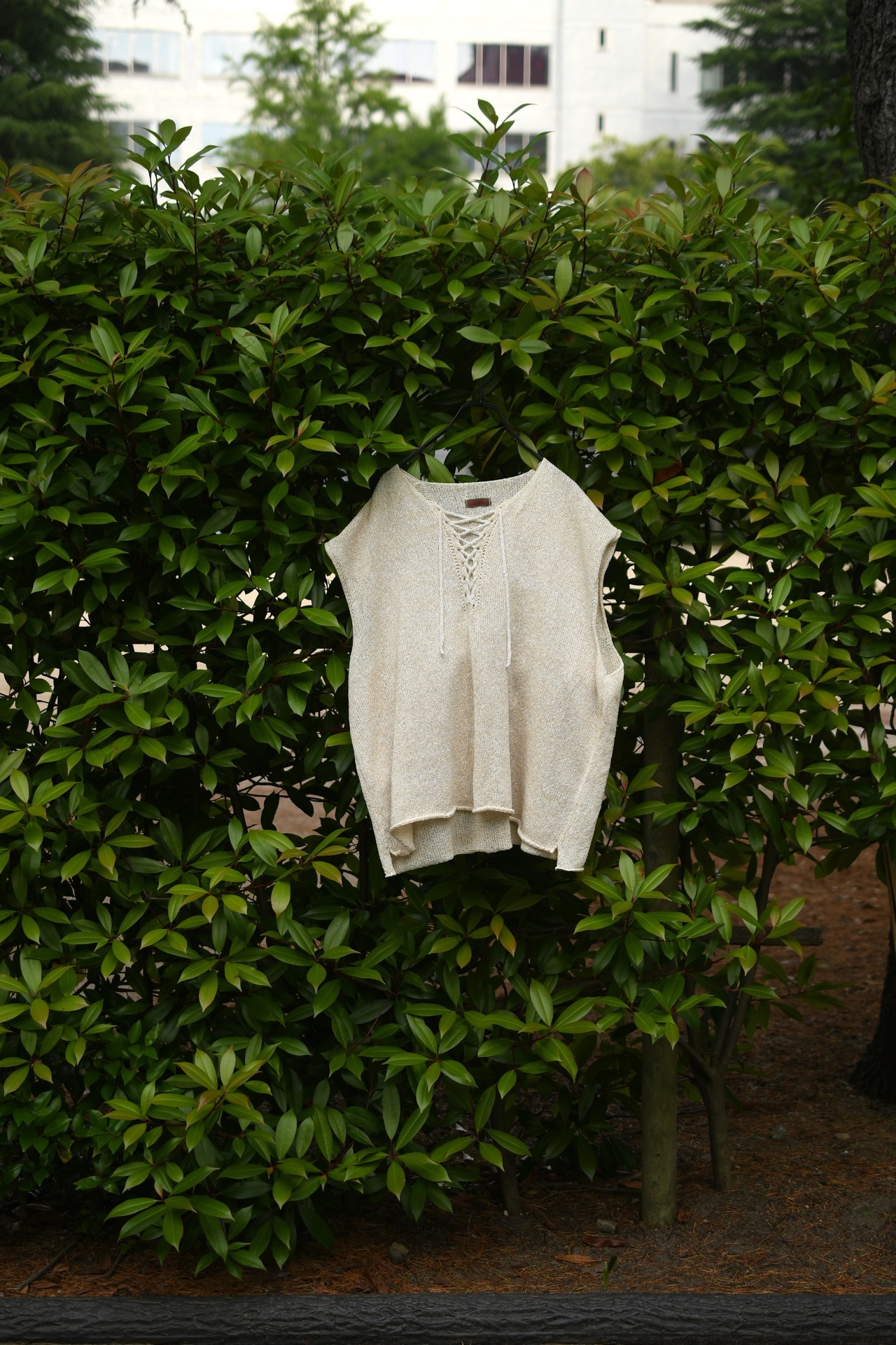 obafer / Exclusive 和紙Lace up vest (White杢)