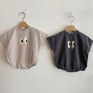【BABY】フェイスプリントロンパース