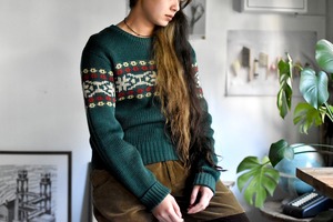 50's- -vintage- "jacquard knit sweater" "Mc GREGOR"