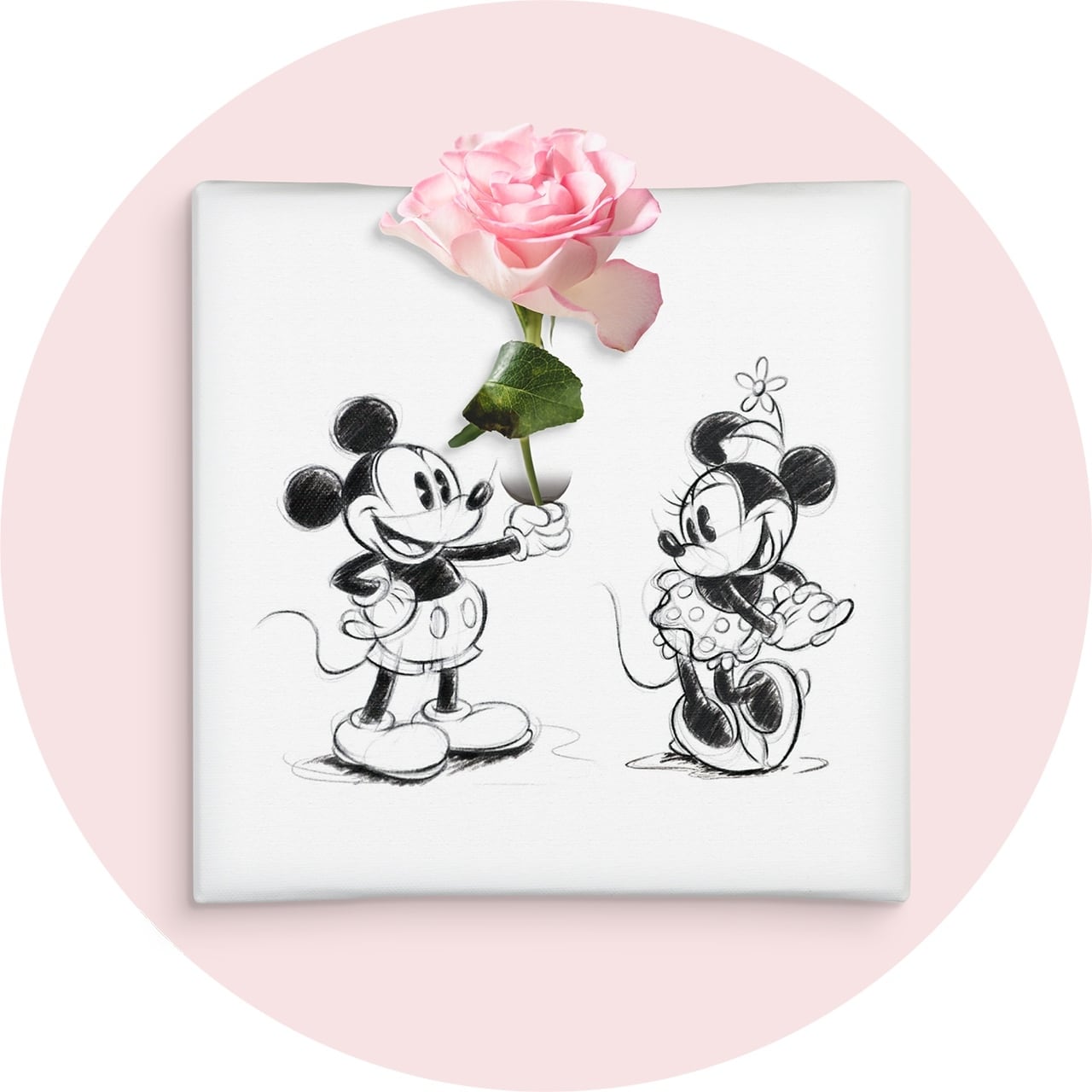 ディズニー アートパネル ミッキー ミニー モノクロ 一輪挿し IKE-DSNY