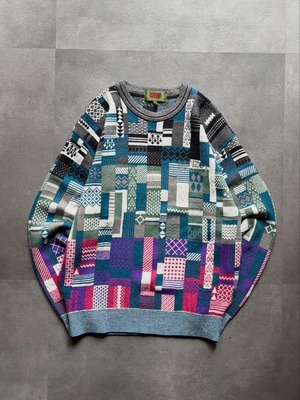 KENZO 総柄 ニット セーター 3 マルチカラー クルーネック デザイン