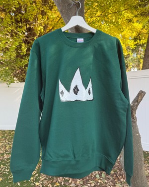 Crown アイビーグリーン　クルーネック スウェット (Black and White Ink)