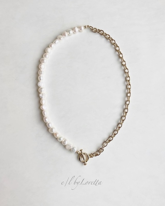 淡水パール × chain mantel necklace