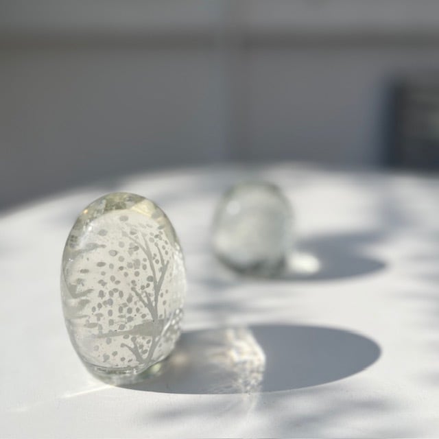 はるら工房 岩村志野 ガラスのオブジェ 雪降る森シリーズ 野うさぎ