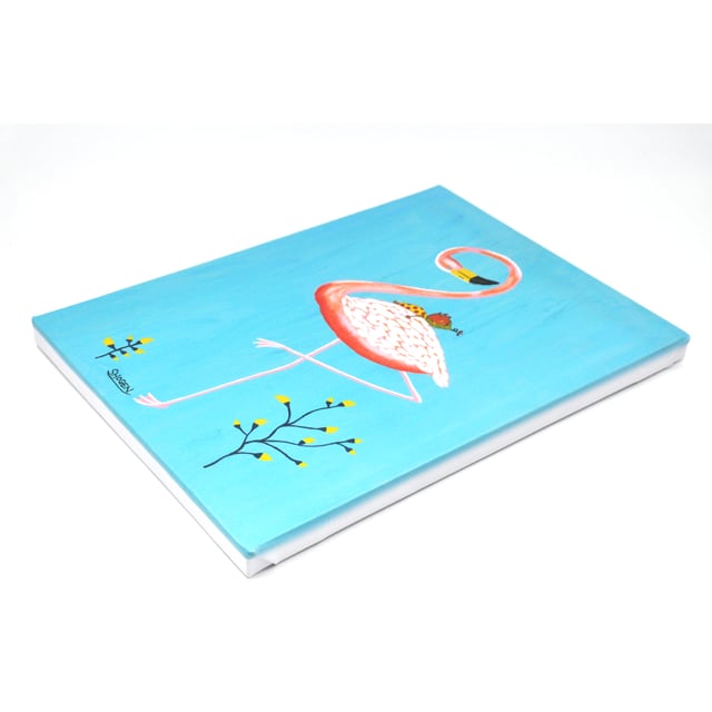 「ザイちゃんのことを寝かしつけるフラミンゴ」キャンバス地レプリカ(A4サイズ)