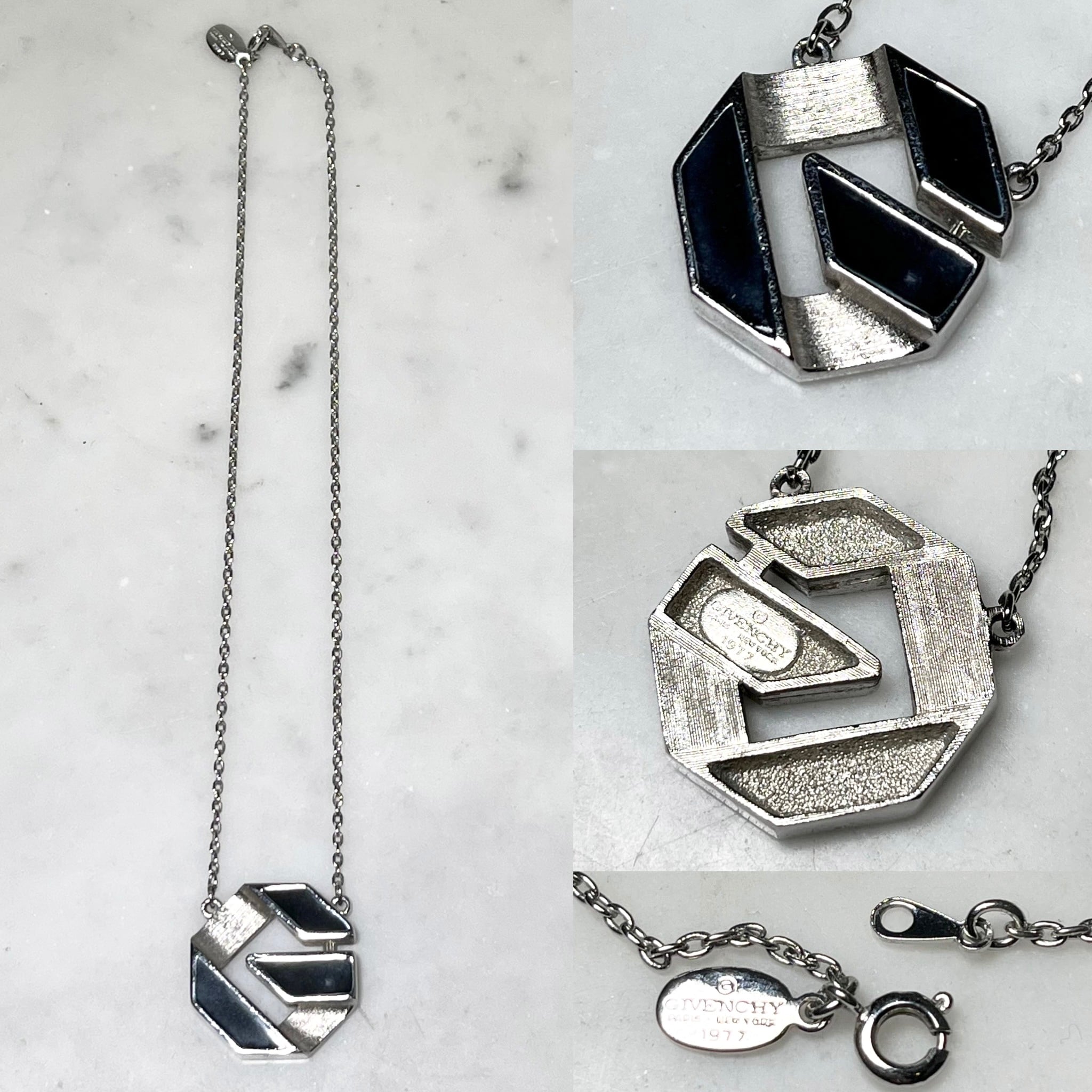 vintage GIVENCHY silver color metal 