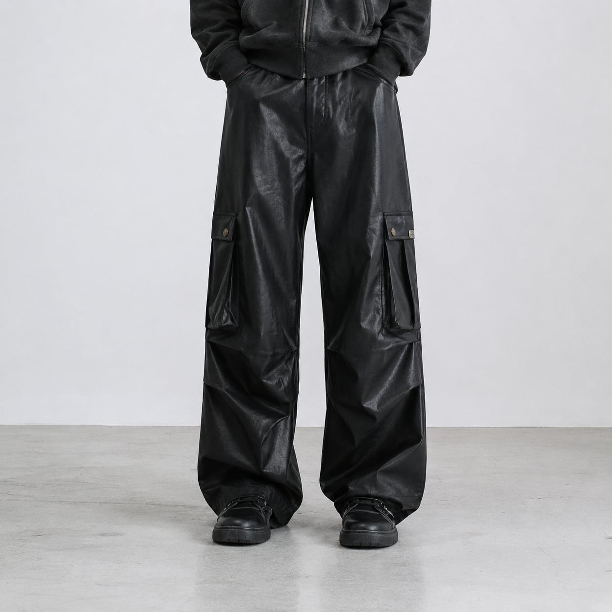 PU leather cargo pants 0001