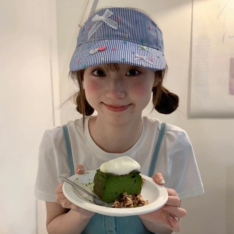 Anla爽やか春日リボンボタンの空キャップ 帽子2s | paapilioo