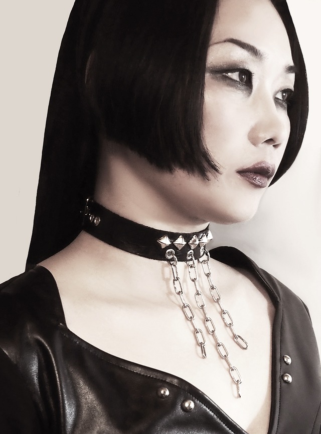 Black vegan leather choker unisex "Mercury" ヴィーガンレザー　チョーカー　ユニセックス　マーキュリー　