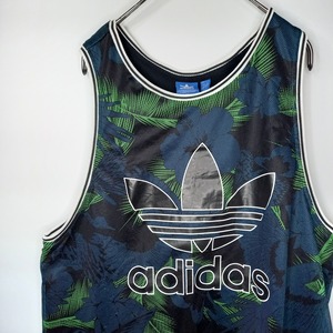アディダスオリジナルス　タンクトップ　ビッグロゴ　トレフォイル　花柄　緑