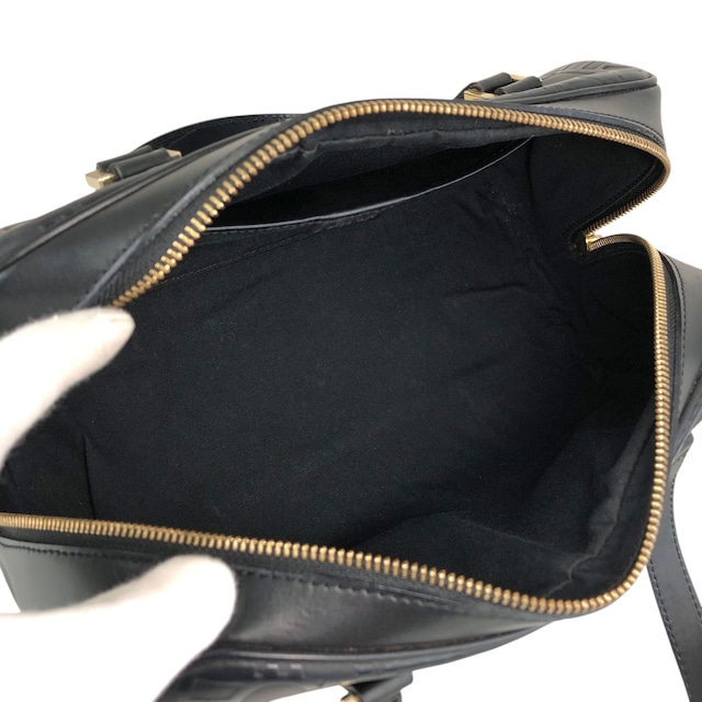 CELINE セリーヌ ハンドバッグ ブラック ロゴ型押し レザー ロールバッグ vintage ヴィンテージ オールド 2jj6ge