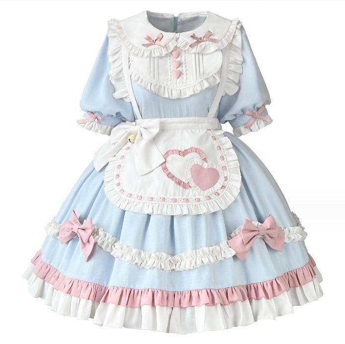 スイートロリータ メイド服 リボン アップリケ ハート ガーリー 甘め