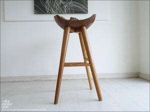 チーク無垢材 バースツールSliv/01 椅子 カウンターチェア ハイスツール イス 素朴 プリミティブ 無垢材家具 H81cm