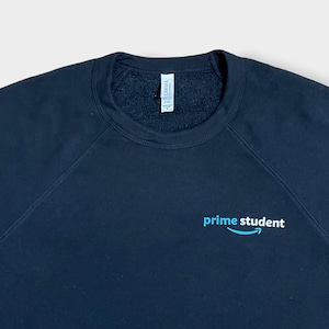 【CANVAS】企業系 企業ロゴ Amazon Prime Student アマゾン ロゴ プリントバックロゴ 袖ロゴ ワンポイント スウェットトレーナー プルオーバー ラグランスリーブ アドバタイジング 黒 M US古着