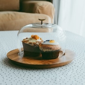 Glass Dome&Wood Plate