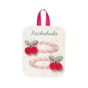 H2553P:Cherry Kiss Stripy Clips-PINK