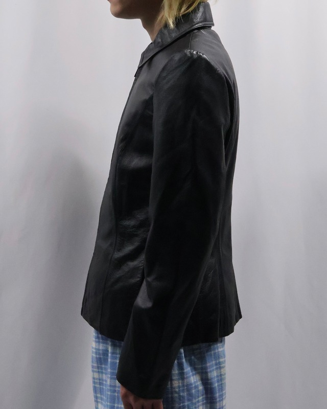 leather zip up blouson