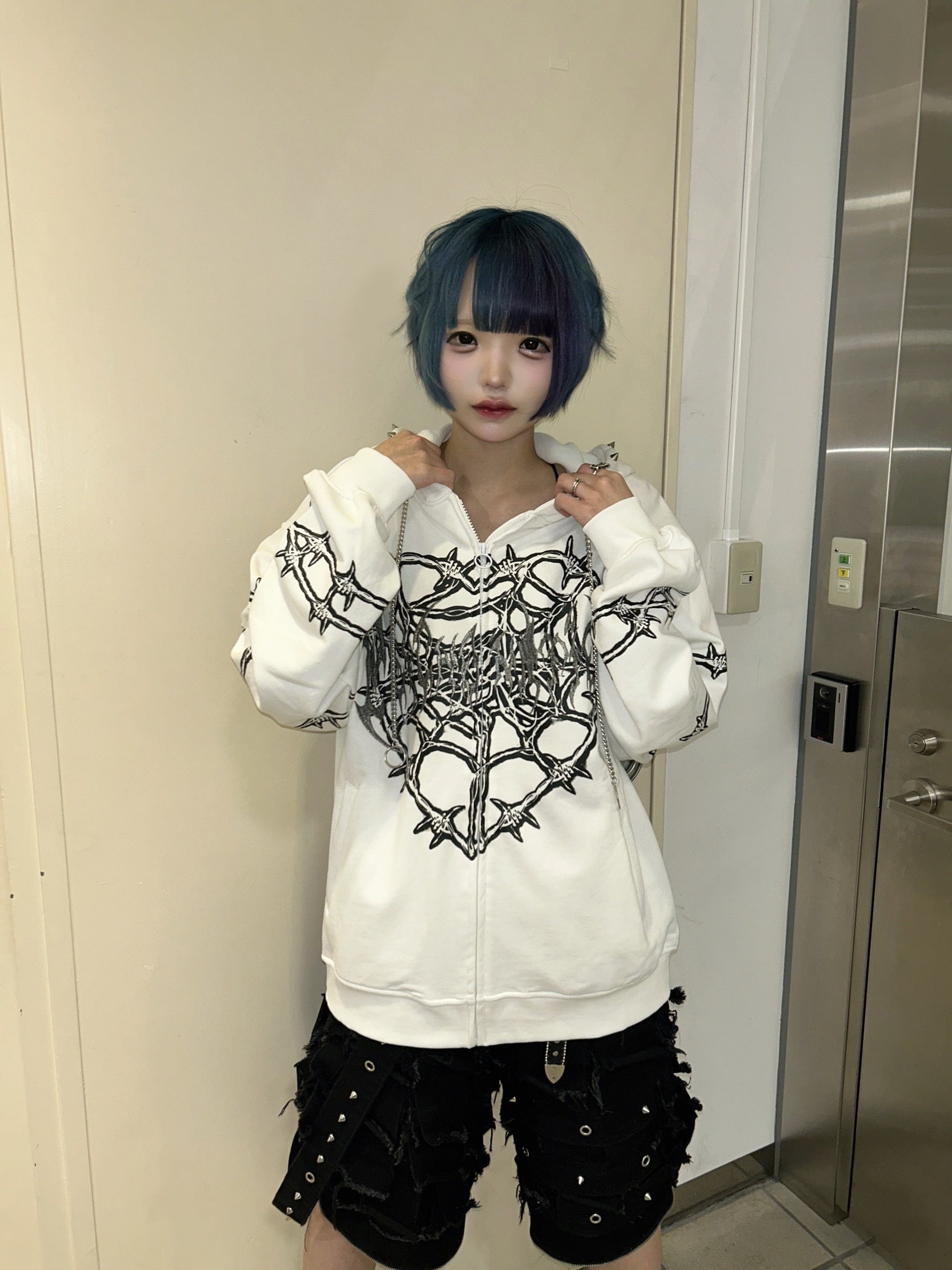 ハートスパイダーZIPパーカー サブカル 地雷 | 韓国系ユニセックス