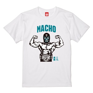 【SAKE Tシャツ】MACHO マスクマン TEE / ホワイト x オーシャン