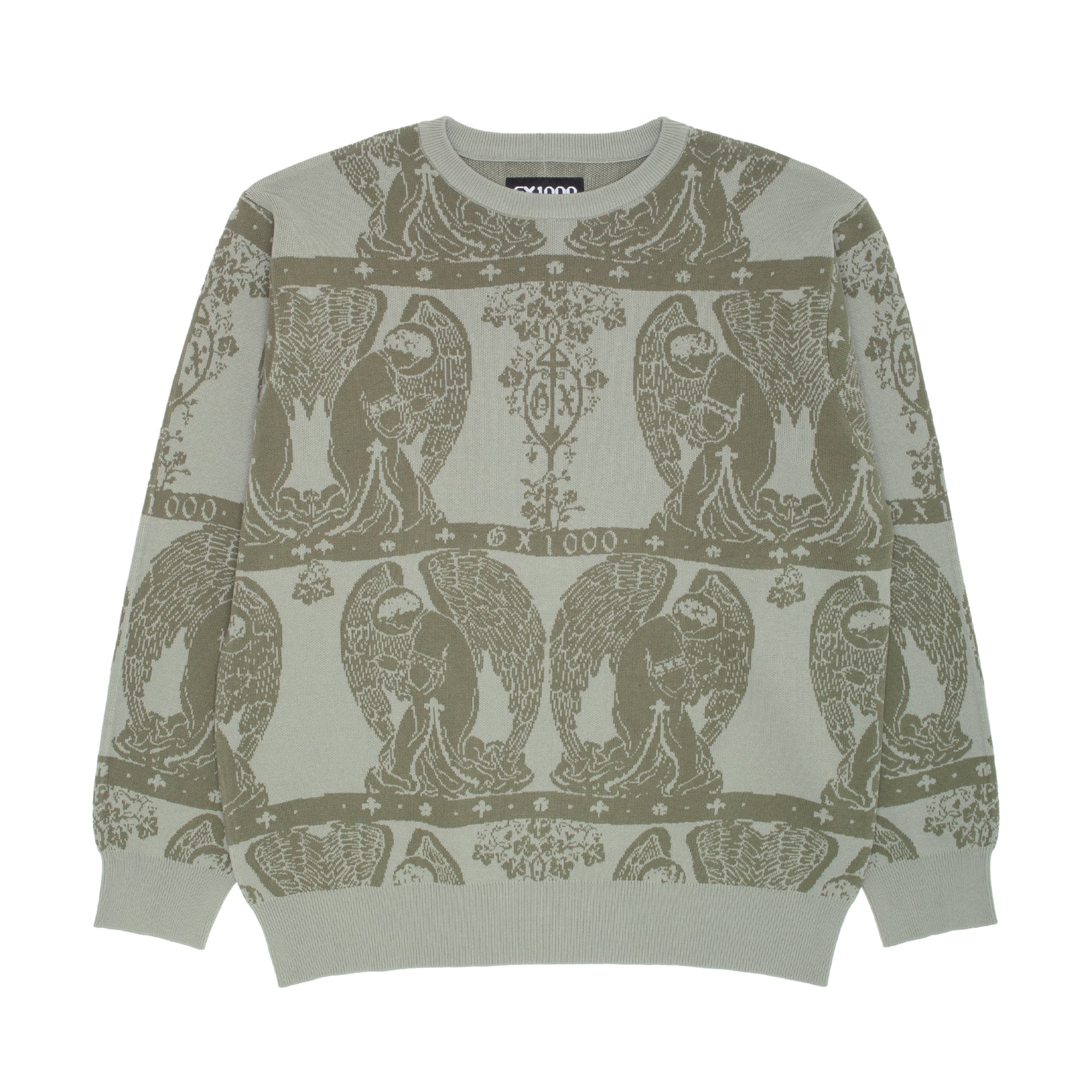 GX1000 / JACQUARD KNIT ANGEL SWEATER / GREY/GREEN
