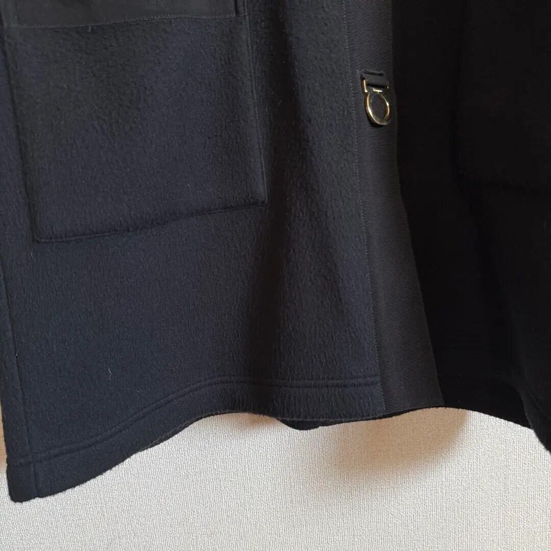 フェラガモ☆ガンチーニ金具☆フリースニットコート☆ブラック