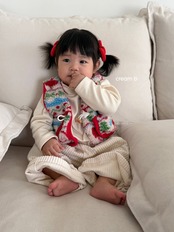 韓国子供服 / 26winter / cream bbang / ポカポカハーフネックTシャツ / キッズ / 冬服 *XXS~JS*