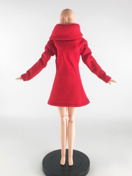 ドール服 1/6 女性用27 ネックスリーブカジュアルセーター レッド TV1003 VG - 画像3