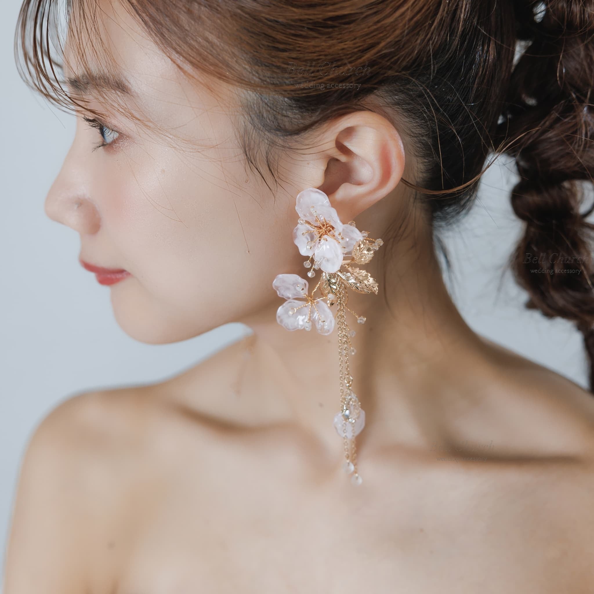 ウェディングピアス イヤリング｜ビーズ ビジュー｜お花 フラワー