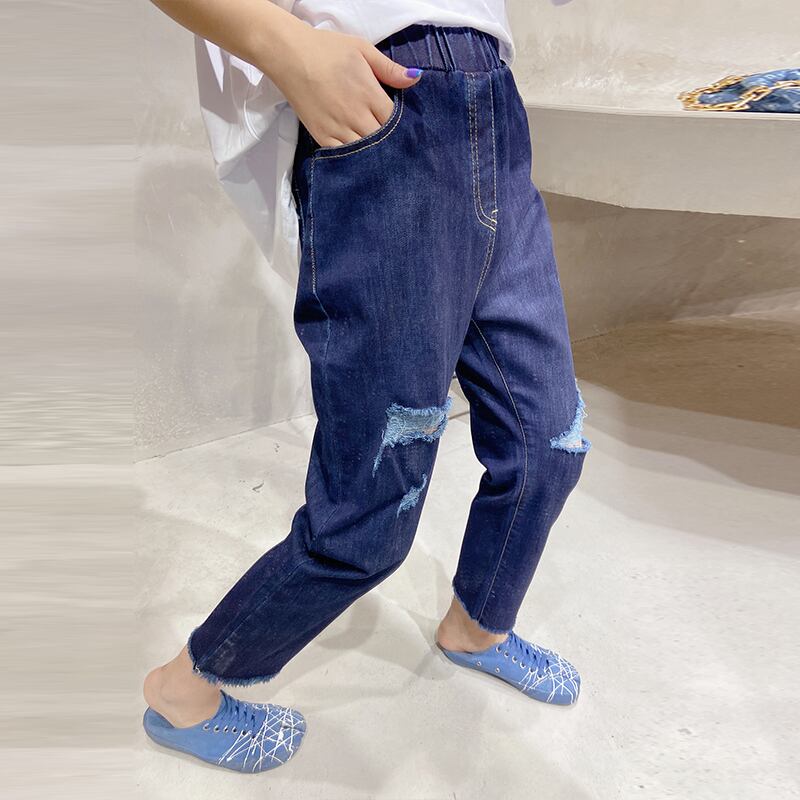 プラスサイズの女性の2020年秋の新しいスタイルの薄いルーズルーズカジュアル破れたパンツ太った姉妹200ポンドの薄いパンツ ミックスインファッション77244677052