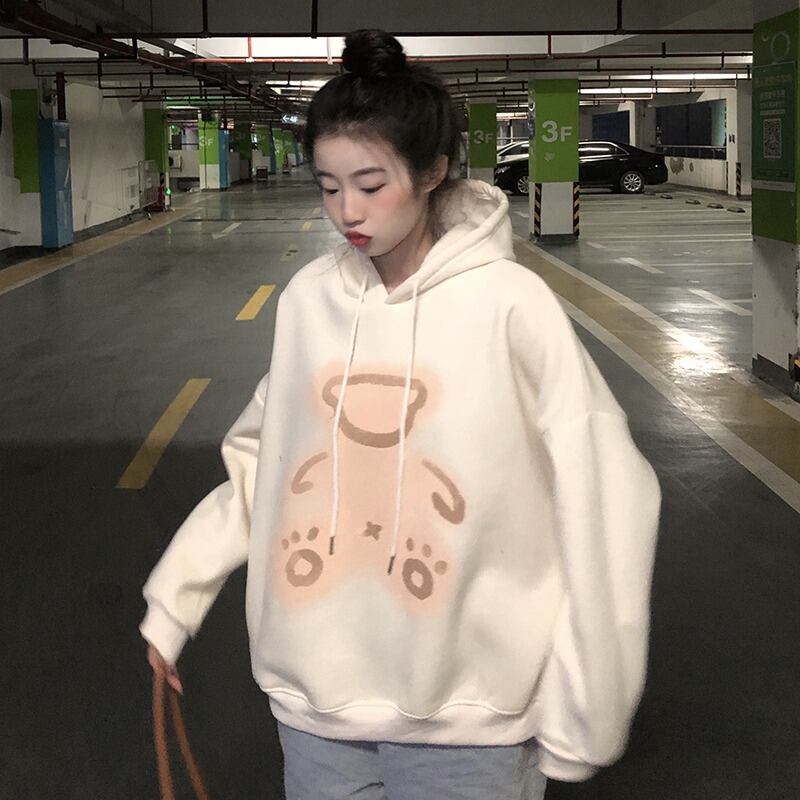 フードスウェット オータムウィンタープリントスタイルルーズプルオーバー ジャケット かわいい 秋物 冬物 萌量不足96264372867