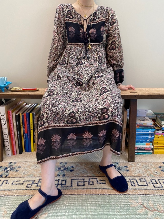 Indian Cotton Dress (BLACK)