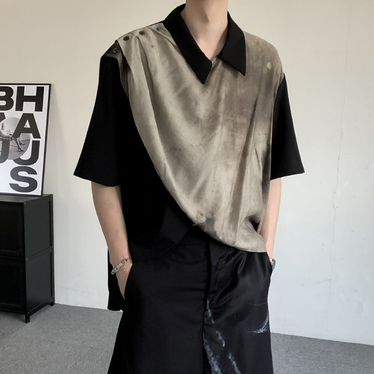 Dyed print short sleeve shirt(MT1226)