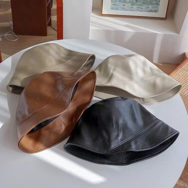 pu leather bucket hat A-00386