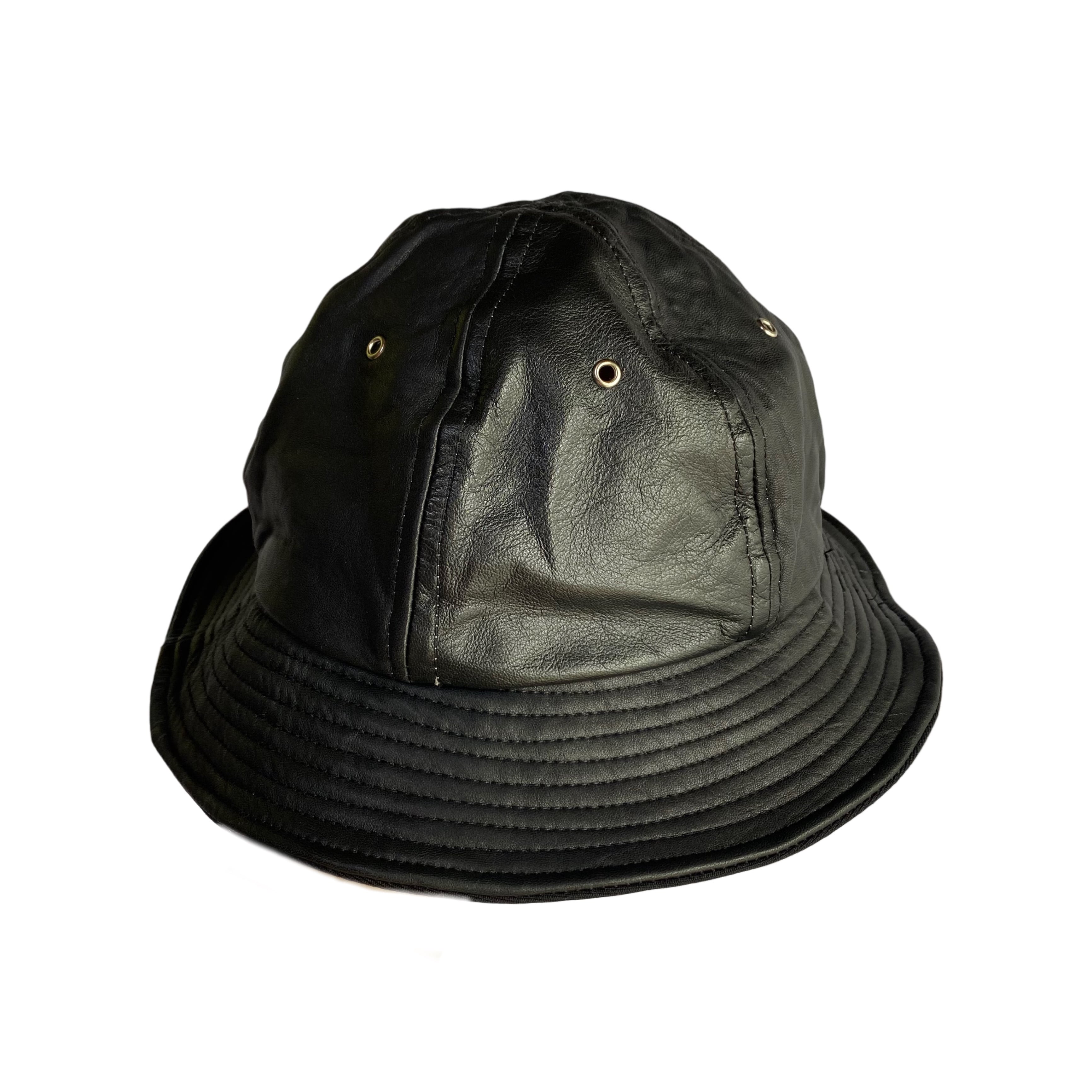 Rebuild leather bucket hat black
