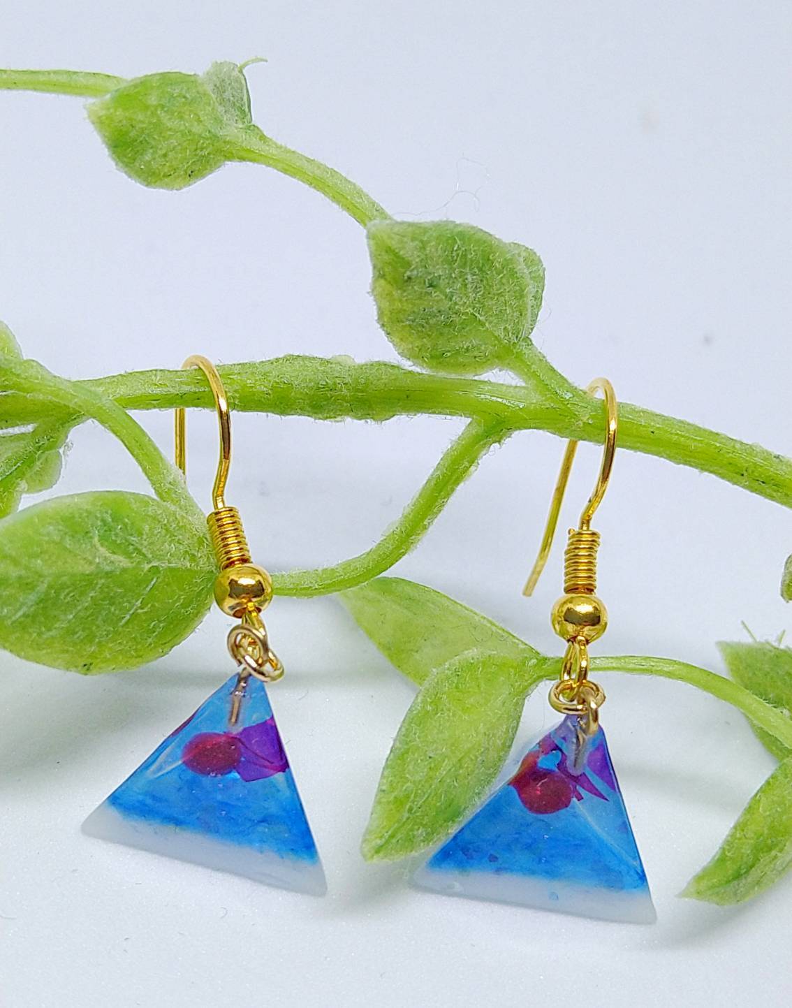 和風ピアス＿レジン金魚ピアス＿ブルー赤金魚夏レジン | 和み屋-なごみ