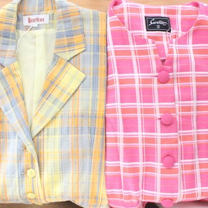 半袖チェックジャケット　イエロー【】