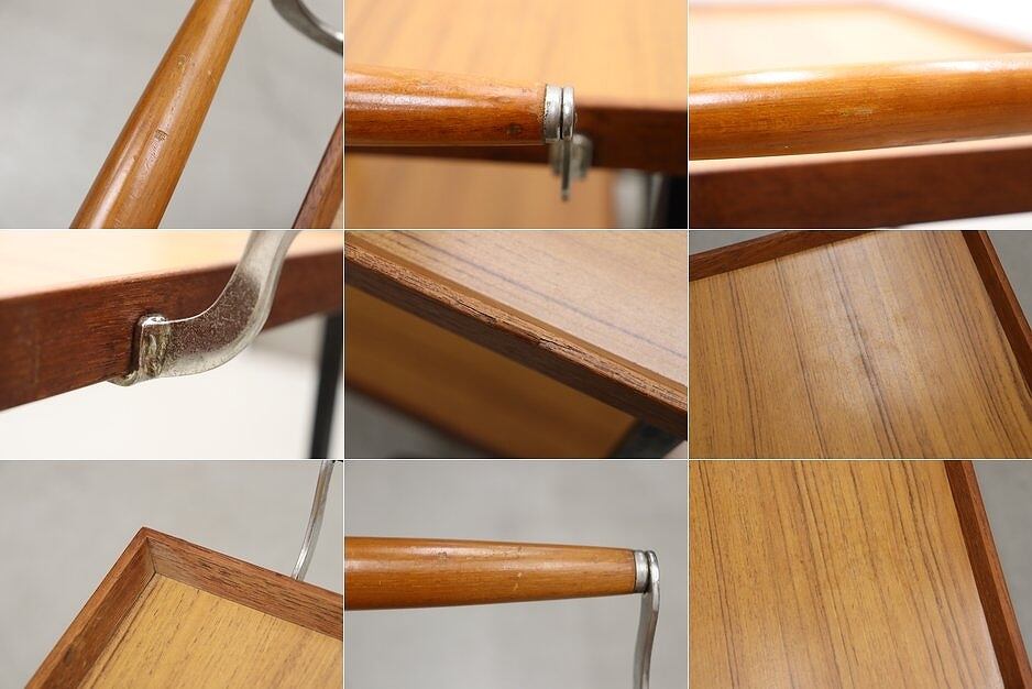 ヴィンテージ チーク無垢材 トローリー ワゴン シェルフ