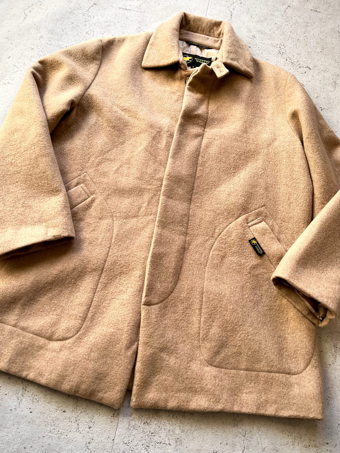 90s〜 MADE IN ITALY HUNTING WORLD VIRGIN WOOL SOUTIEN COLLAR COAT 