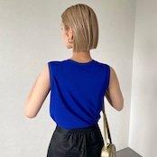 tulle neck no sleeve tank/blue