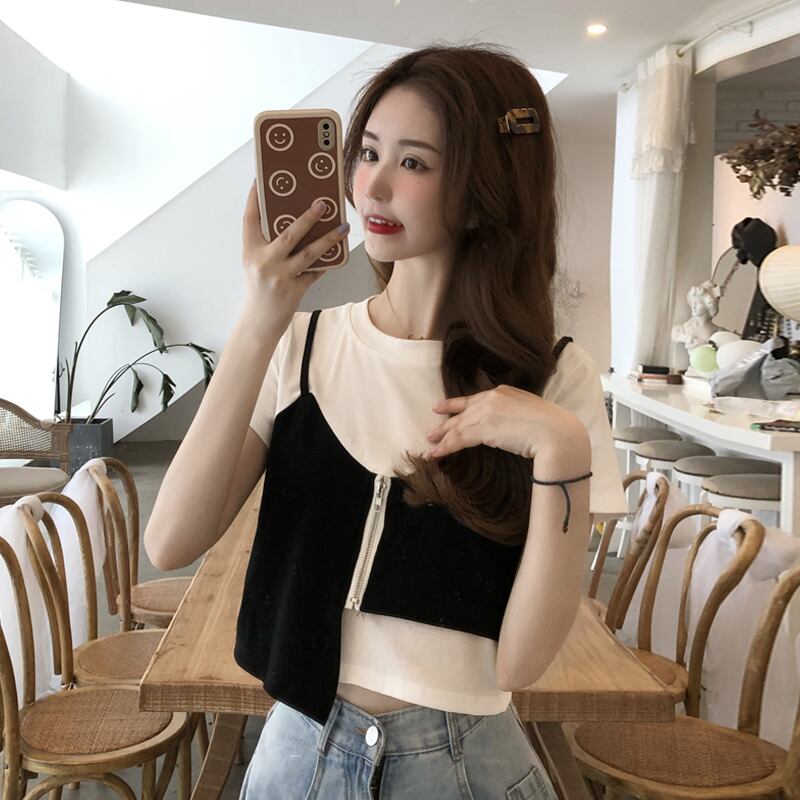 Tシャツ サマーハイウェストウェストショートトップス ドレス 大人ガーリー スウィート キュート カジュアル 夏物 試着室59305379444