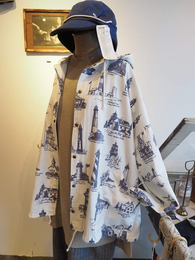 1990’s USA MICHIGAN RAG Co. Lighthouse Print Hooded Jacket／XL？