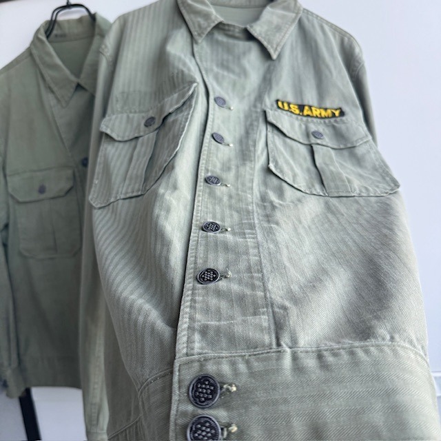 US Army M-41 HBT シャツジャケット パッチ付き 40s 画像3