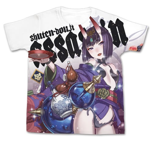 Fate/Grand Order アサシン/酒呑童子フルグラフィックTシャツ/WHITE-S/M/L/XL
