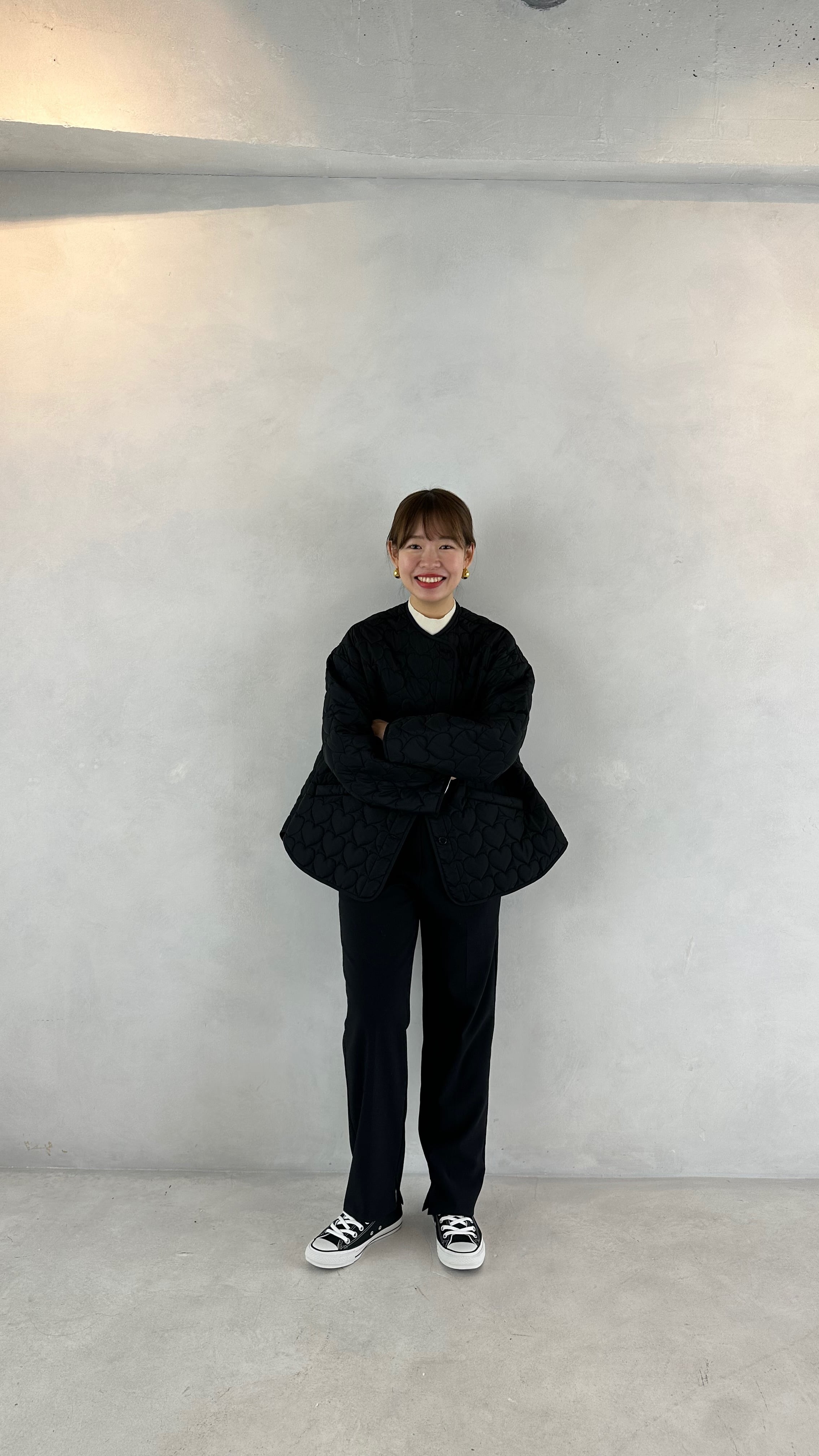 ハートキルティング オーバーサイズジャケット_ブラック | YOIHI 